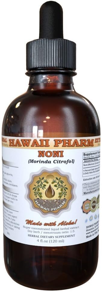 Noni Líquido Orgânico (Morinda citrifolia) – Extrato de Noni, Hawaii Pharm, 4 fl.oz (118 ml)
