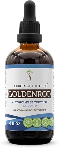 Tintura Líquida Sem Álcool Secrets of the Tribe Extrato de Erva Seca de Goldenrod (Solidago spp.) 118 ml