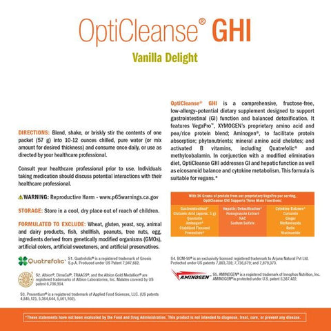 OptiCleanse GHI – Pó Proteico Vegano com Vitaminas Líquidas para Saúde Digestiva, Suporte Imunológico e Hepático – Sem Açúcar e Sem Glúten – 500g - XYMOGEN