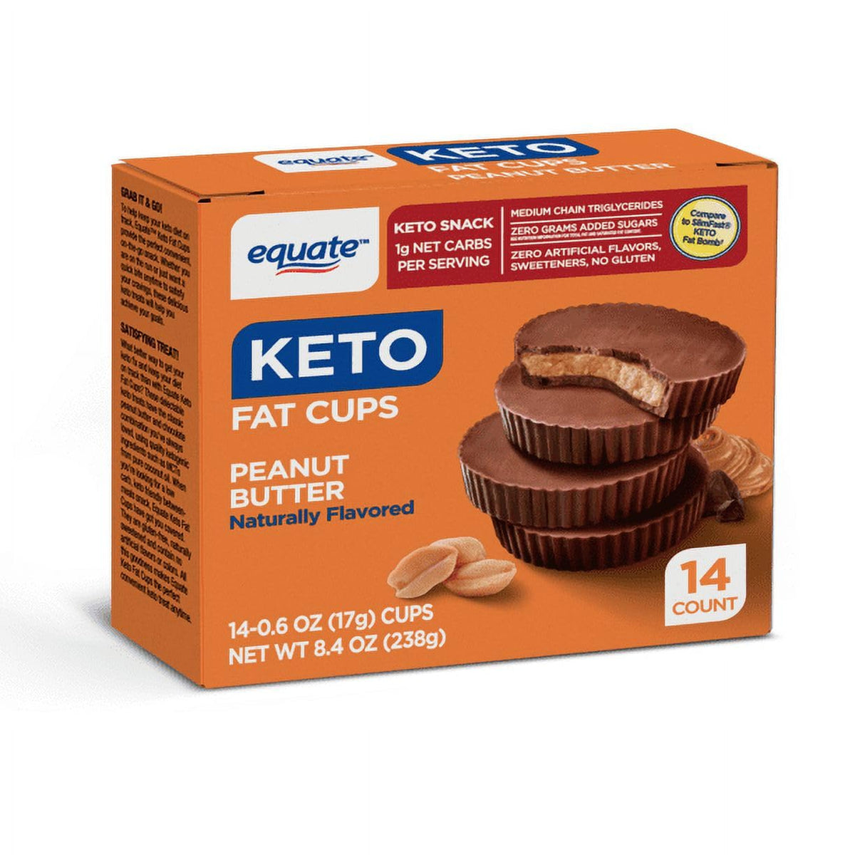 Maker Explorador - Equate Keto Fat Cups, Manteiga de Amendoim, Snack Keto, 14 un e