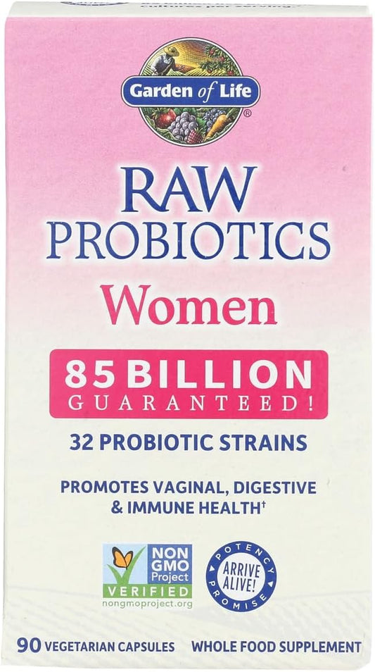 Garden of Life - Raw Probiotics Women 85 Bilhões UFC 90 Cápsulas Vegetais (4 Pacotes) – Saúde Feminina