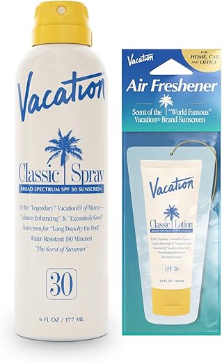 VACATION - Pacote de Protetor Solar em Spray Clássico para Férias, FPS 30, Protetor Solar em Spray de Amplo Espectro, Protetor Solar Vegano em Spray, Spray Corporal com FPS, Protetor Solar em Spray FPS 30, 177 ml