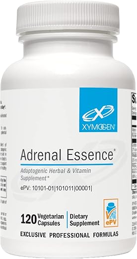 Adrenal Essence – Suporte Adrenal com Ervas Adaptogênicas (Cordyceps, Extrato de Rhodiola, Ginseng) Vitaminas B – Ajuda a Manter Níveis de Energia Saudáveis e um Sistema Imunológico Forte - XYMOGEN