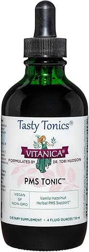 PMS Tonic: Suporte e Alívio Pré-Menstrual, Erva de São João, Dong Quai, Fruto do Casto, Yam Selvagem e Mais, Vegano, 120 ml - Vitanica