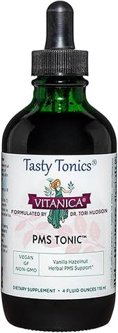 PMS Tonic: Suporte e Alívio Pré-Menstrual, Erva de São João, Dong Quai, Fruto do Casto, Yam Selvagem e Mais, Vegano, 120 ml - Vitanica