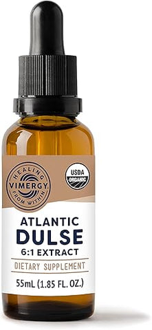 Extrato de Dulse Atlântica Orgânica USDA, 55 Porções – Suplemento Líquido de Algas Marinhas Dulse em Gotas – Livre de Álcool, Vegano - Vimergy