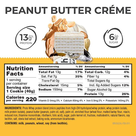 Barras de Wafer de Proteína, Snacks de Alta Proteína com Sabor Delicioso, Creme de Amendoim, 40g (12 Unidades) - Power Crunch