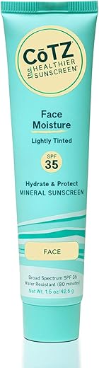 CoTZ Protetor Solar Mineral Levemente Tonalizado para o Rosto SPF 35; 42.5g