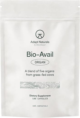 ADAPT NATURALS BY CHRIS KRESSER - Adapt Naturals – Cápsulas de Fígado Bovino de Pasto, Rico em Nutrientes, Mistura de Fígado, Coração, Rim e Pâncreas – 100% Natural e Bio Disponível