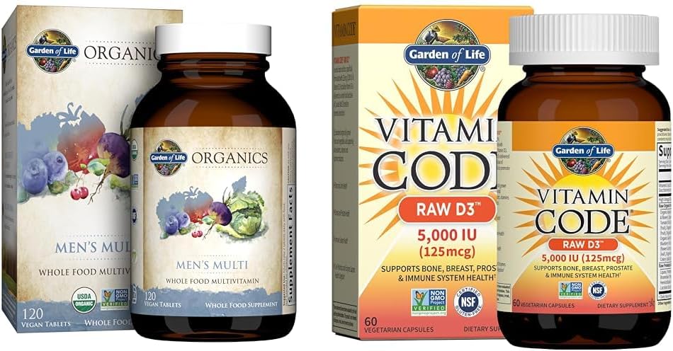 Multivitamínico Masculino 120 Comprimidos + Vitamina D 5000 UI 60 Cápsulas – Promoção - Garden of Life