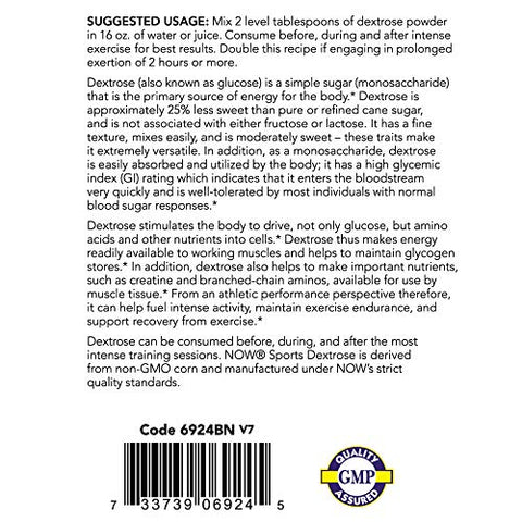 Sports Nutrition, Pó de Dextrose (Monossacarídeo), Produção de Energia, 10 Libras - NOW Foods