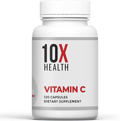 10X Health System - 10X Health – Suplemento de Vitamina C 1000mg para Suporte Imunológico – Ácido Ascórbico – Ótimo para Recuperação Tecidual
