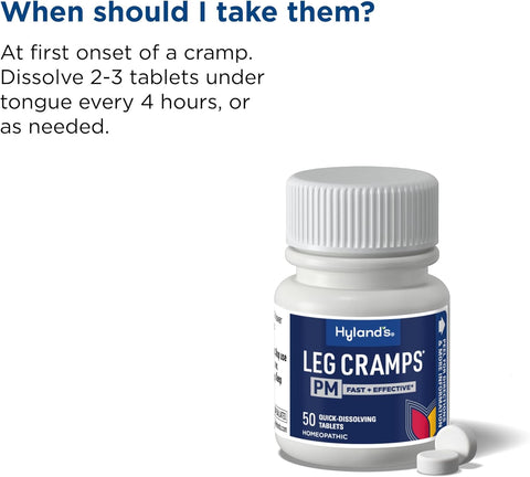 Hyland's Leg Cramps PM, Relief of Nighttime Leg, Calf, and Foot Cramps, 50 Quick-Dissolving Tablets