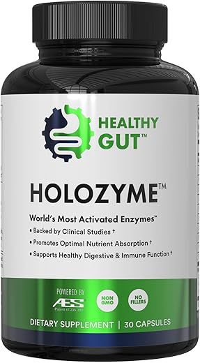 Healthy Gut,LLC - HoloZyme Enzimas Digestivas para um Intestino Saudável | Desfrute Novamente de seus Alimentos Favoritos | com Protease, Amilase, Lipase, Lactase e Mais | 15 Porções