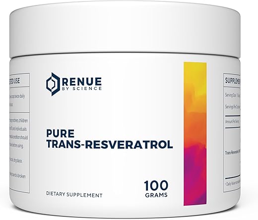 Resveratrol | Suplemento de Resveratrol de Alta Potência | 100g de Pó de Trans Resveratrol | Fornecimento de 200 Dias de Reservatrol | Não-OGM - Renue By Science