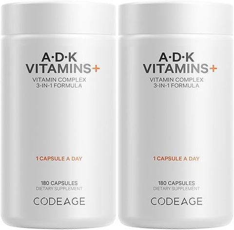 ADK – Vitamina A Essencial, Vitamina D3 5000 UI, Vitamina K1 – 60 cápsulas - Codeage