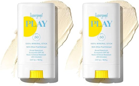 Stick Mineral FPS 50 – Pack 2 unid, 20g – Protetor Solar Facial Amplo Espectro para Pele Sensível – Resistente à Água – Vegano – Ingredientes Naturais - Supergoop!