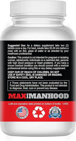 MaleMax - Perform- Suplemento Masculino- Homens Ganham de 1 a 3 Polegadas Rápido- 100% Natural, Testado em Laboratório para Pureza- Sem Substâncias Proibidas- 60 Comprimidos