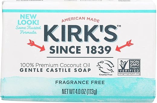 Kirk's - Sabonete de Coco Castile Original Kirk’s Sem Fragrância 113 g (Pacote com Múltiplas Unidades)