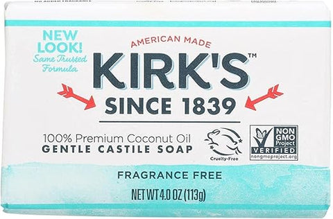 Kirk's - Sabonete de Coco Castile Original Kirk’s Sem Fragrância 113 g (Pacote com Múltiplas Unidades)