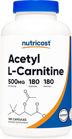 Acetyl L-Carnitine 500mg – 180 Cápsulas | Sem OGM e Sem Glúten  Nutricost - Nutricost