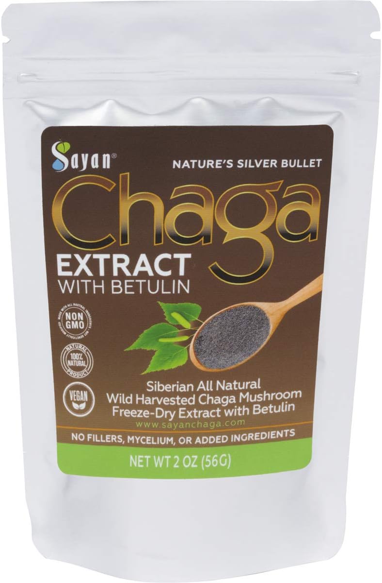 Extrato de Cogumelo Chaga Siberiano Sayan com Pó de Betulina (60 ml) – Mistura Antioxidante Orgânica – Suporte ao Sistema Imunológico