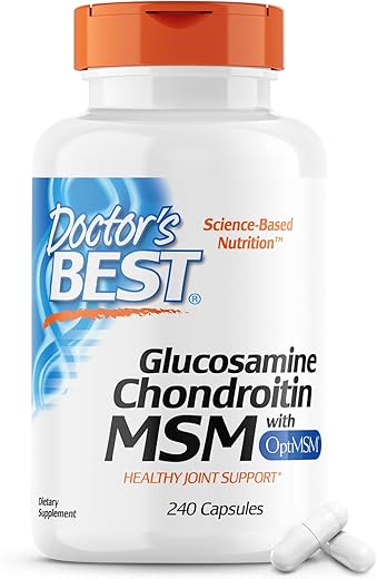 Doctor's BEST - Doctor’s Best Glucosamina Condroitina Msm com Cápsulas OptiMSM, Suporta Estrutura e Função Saudáveis das Articulações