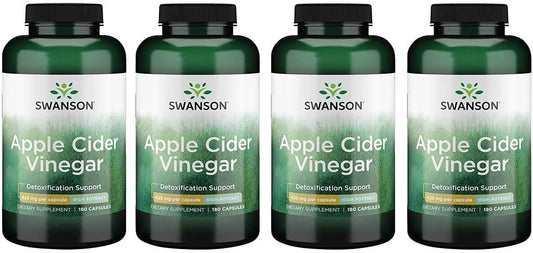 Cápsulas de Vinagre de Maçã – Saúde Digestiva – Suporte Detox – (180 Cápsulas, 625mg Cada) 4 Pacotes - Swanson