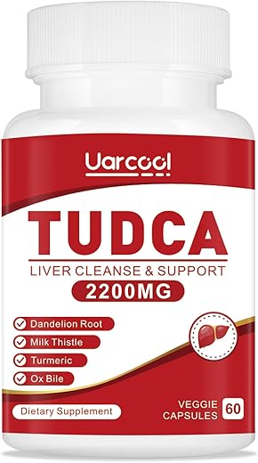 Uarcool - TUDCA 2200MG: Suporte ao Fígado, Desintoxicação e Saúde Digestiva – Ácido Tauroursodeoxicólico com Bile de Boi, Enzimas Digestivas – Não-OGM