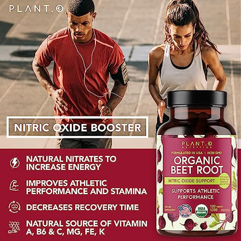 PLANT.O NUTRITION - USDA Plant.O – Comprimidos de Beterraba Orgânica Premium [1350mg Pó de Beterraba] com Pimenta Preta para Melhor Absorção – Suplemento de Óxido Nítrico