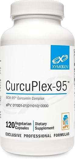 CurcuPlex-95 – Suplemento de Curcumina de Cúrcuma com Bioacessibilidade Aprimorada – Suporte para Articulações e Cérebro (120 Cápsulas Veganas de Cúrcuma) - XYMOGEN