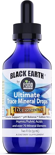THE FOOD MOVEMENT CO. - Black Earth Ultimate Trace Minerals 10x Força, Ácido Fúlvico – 100ml