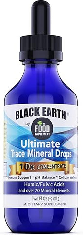 THE FOOD MOVEMENT CO. - Black Earth Ultimate Trace Minerals 10x Força, Ácido Fúlvico – 100ml