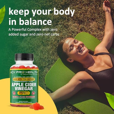 Promethean Wellness - Gummies de Vinagre de Maçã Sem Açúcar  Golo – Detox Keto Avançado – Baixo Carboidrato – Limpeza Detox – 60g