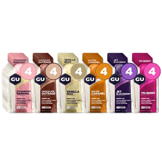 Energy Gel Original: Energia Vegana, Sem Glúten, Kosher e Sem Laticínios para Qualquer Treino – 24 Unidades, Sabores Variados - GU