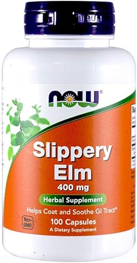 NOW Foods - Now Foods Slippery Elm 400mg, Cápsulas, 100 Unidades (Pacote com 2) – Elm Escorregadio, Saúde Digestiva, 100% Natural