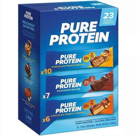 Generic - Barra de Proteínas Pura Genérica, Lanches Nutritivos com Alto Teor de Proteína para Suporte Energético, Baixo Açúcar, Sem Glúten, Pacote Variado 20g Proteína, BULK (23 Unidades)