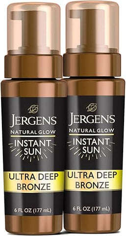 Jergens Natural Glow - Jergens Autobronzeador Natural Glow Instant Sun Mousse Autobronzeadora, Ultra Bronzeado Profundo, 177 ml, Pack com 2 unidades