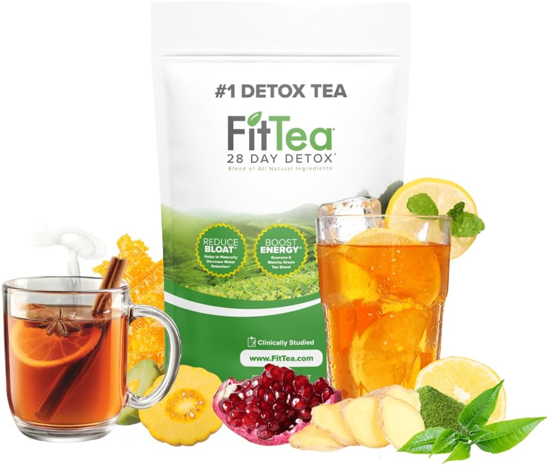 FitTea - Chá Detox Original Fit Tea 28 Dias para Perda de Peso e Gordura Abdominal – Chá Emagrecedor e Desintoxicante Clinicamente Testado para Mulheres e Homens – Chá Slim Detox Bebida