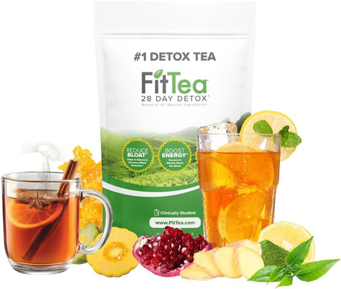 FitTea - Chá Detox Original Fit Tea 28 Dias para Perda de Peso e Gordura Abdominal – Chá Emagrecedor e Desintoxicante Clinicamente Testado para Mulheres e Homens – Chá Slim Detox Bebida