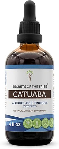 Catuaba Líquida Sem Álcool Secrets of the Tribe, Extrato de Catuaba Selvagem (Erythroxylum vacciniifolium) em Tintura de Casca Seca (118 ml)