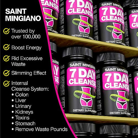 Saint Mingiano - Programa de Limpeza de 7 Dias | Desintoxicação do Cólon com Laxante Natural para Constipação | Marca do Produto