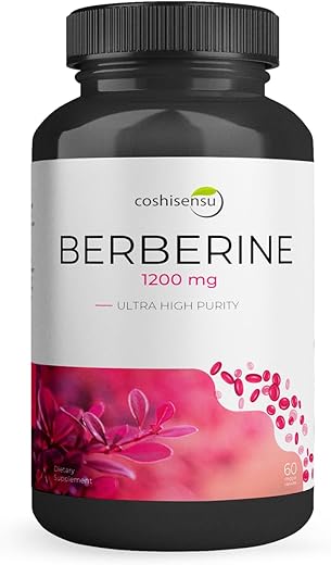 Coshisensu - Berberine HCI 1200mg – Suplemento Premium de Berberina – 60 Cápsulas de Força Máxima HCI – Não-OGM – Fabricado nos EUA