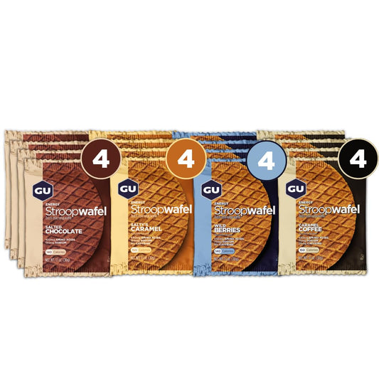 Energy Stroopwafel Pack Variedade – Waffle de Nutrição Esportiva, Cafeína Inclusa, Kosher Lácteo, Energia Prática para Qualquer Treino, 16 Unidades - GU