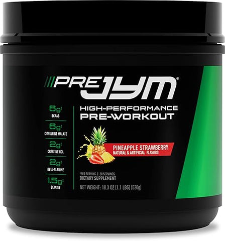 JYM Supplement Science - Pré-treino em pó Pineapple Strawberry Pre JYM para homens – 300g