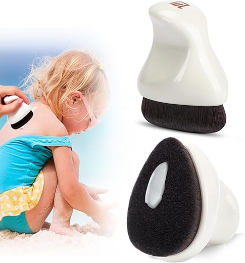 BEAUTYFACTOR - Aplicador de Protetor Solar Infantil com Estojo Protetor, Pincel para Protetor Solar para Crianças, Bebês e Adultos, Essenciais para Praia, Protetor Solar, Creme Solar e Loções (Branco)