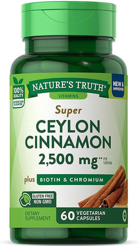 Nature's Truth - Nature’s Truth Super Canela + Biotina | Fórmula Poderosa para Saúde e Beleza | 60 Cápsulas