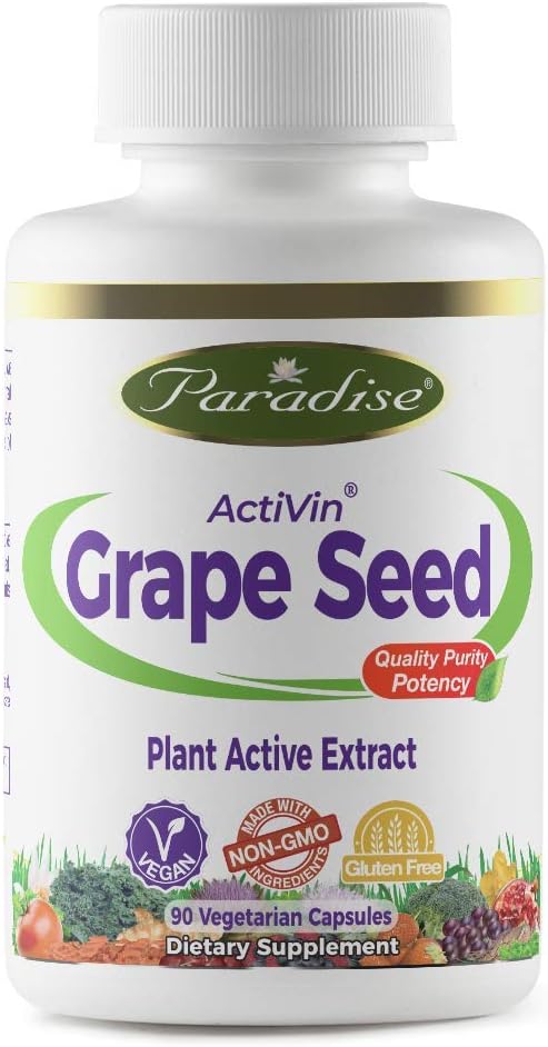 Cápsulas Vegetarianas, Activin Semente de Uva com Amla, 90 Unidades - Paradise Herbs
