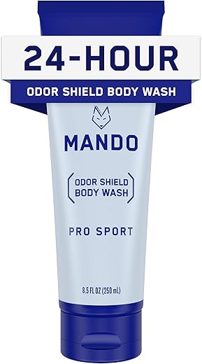 Odor Shield Body Wash – Controle de Odor por 24 Horas – Remove Odor Melhor que Sabonete – Livre de SLS, Parabenos, Seguro para a Pele – 250 ml (Pro Sport) - Mando