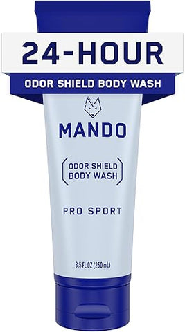 Odor Shield Body Wash – Controle de Odor por 24 Horas – Remove Odor Melhor que Sabonete – Livre de SLS, Parabenos, Seguro para a Pele – 250 ml (Pro Sport) - Mando